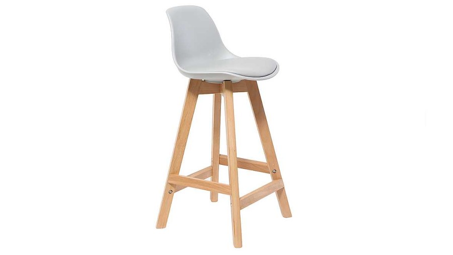 Chaise & Tabouret Miliboo Tabouret De Bar | Tabouret Design Gris Clair Et Bois 65Cm Lot Deux Mini Pauline