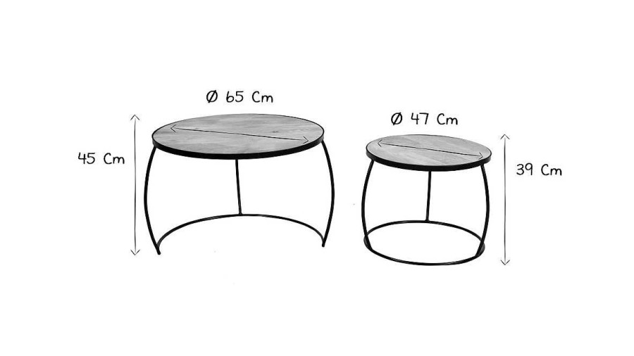 Table Miliboo | Tables Basses Gigognes Rondes Bois Manguier Massif (Lot De 2) Barrel