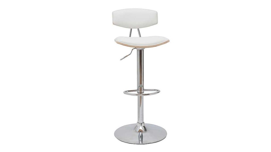 Chaise & Tabouret Miliboo Tabouret De Bar | Tabouret De Bar Design R Glable Blanc Et Bois Clair Vasco