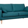 Canap & Fauteuil Miliboo Canap Design | Canap Scandinave 3 Places En Tissu Bleu Canard Et Bois Clair Papel