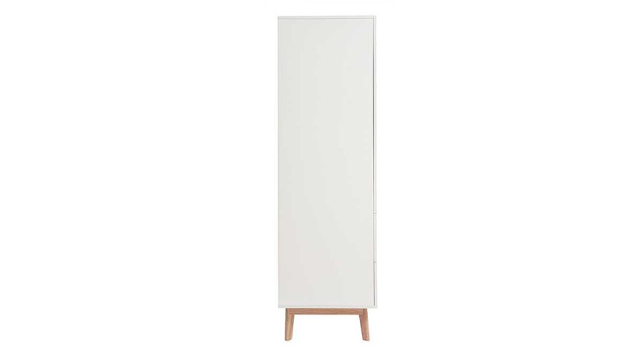 Chambre Miliboo | Armoire Scandinave Avec Penderie Et Tiroirs Finition Blanc Mat Et Bois Ch Ne Clair L100 Cm Kelma