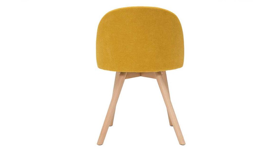 Chaise & Tabouret Miliboo Chaise Design | Chaises Scandinaves En Tissu Effet Velours Jaune Moutarde Et Bois Clair Massif (Lot De 2) Celeste