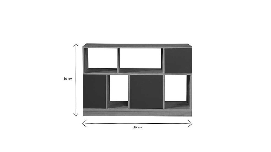 Bureau Miliboo | Buffet Bas R Versible Bleu Canard Et Blanc L120 Cm Jodie