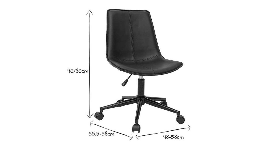 Chaise & Tabouret Miliboo | Chaise De Bureau Roulettes Noire Lison