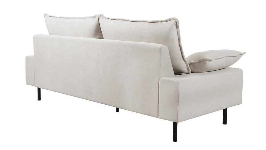 Canap & Fauteuil Miliboo Canap Design | Canap Design 3 Places En Tissu Effet Velours Textur Beige Et M Tal Noir Dory