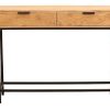 Table Miliboo | Console Avec Rangements 2 Tiroirs En Bois Clair Massif Et M Tal Noir L110 Cm Temuco