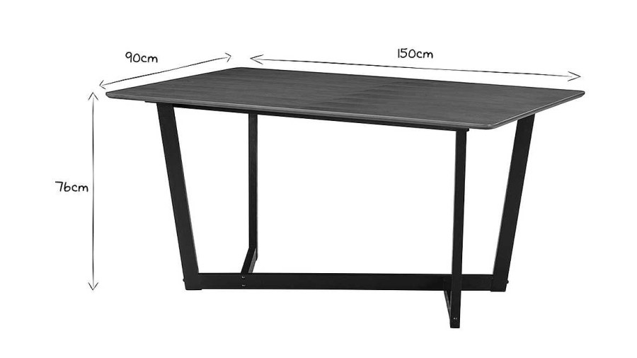 Table Miliboo Table Manger Fixe | Table Design Rectangulaire Noyer Et Bois Teint Noir L150 Cm Kouk