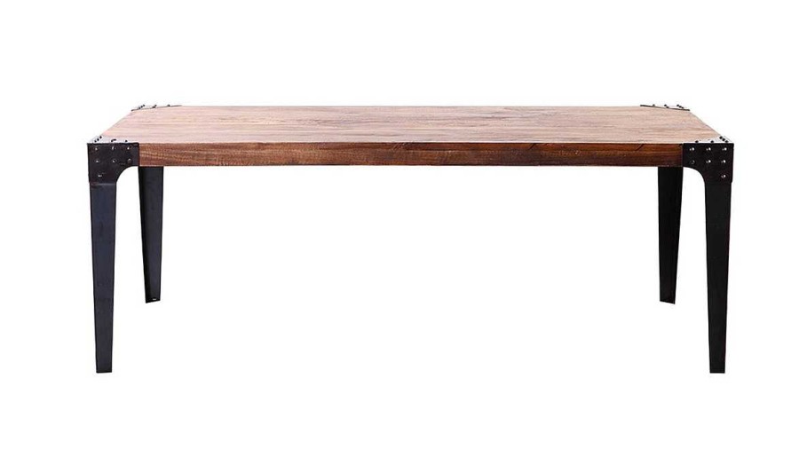 Table Miliboo Table Manger Fixe | Table Manger Industrielle Rectangulaire Acier Et Bois Manguier Massif L200 Cm Madison