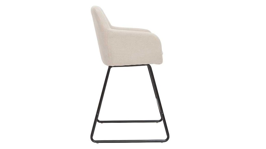 Chaise & Tabouret Miliboo Tabouret De Bar | Tabourets De Bar En Tissu Effet Velours Beige H65 Cm (Lot De 2) Amika