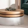 Table Miliboo | Table Basse Ronde Avec Plateaux Pivotants Et Rangement Blanc Et Bois Clair Ch Ne D80 Cm Icon