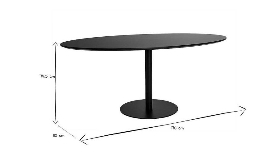 Table Miliboo Table Manger Fixe | Table Manger Design Noire Ovale L170 Cm Halia