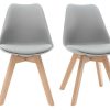 Chaise & Tabouret Miliboo Chaise Design | Chaises Design Gris Et Bois Clair Massif (Lot De 2) Pauline