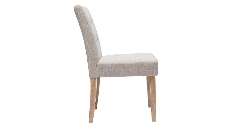 Chaise & Tabouret Miliboo Chaise Design | Chaises Capitonn Es En Tissu Beige Naturel Et Bois Clair (Lot De 2) Ester