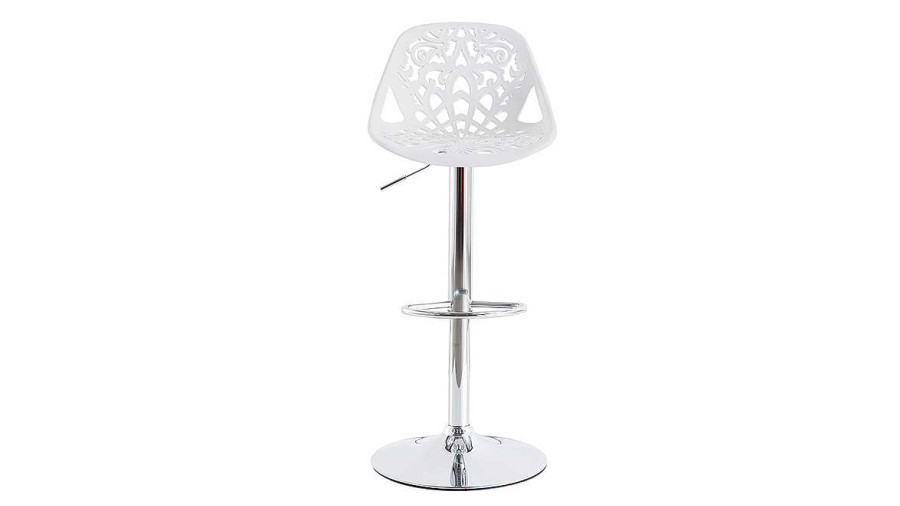 Chaise & Tabouret Miliboo Tabouret De Bar | Tabourets De Bar Design Avec Motif Baroque Blanc (Lot De 2) Barocca