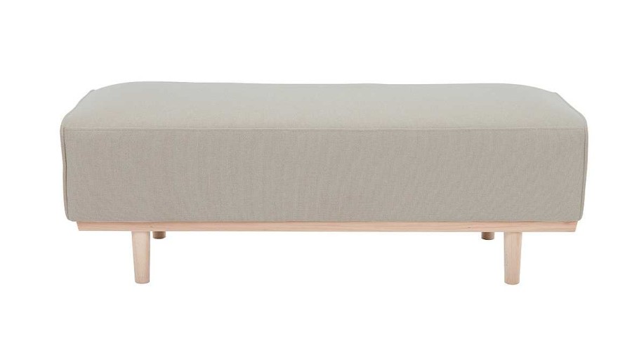 Chambre Miliboo | Bout De Lit Banc En Tissu Beige Et Bois Clair Massif L124 Cm Morris