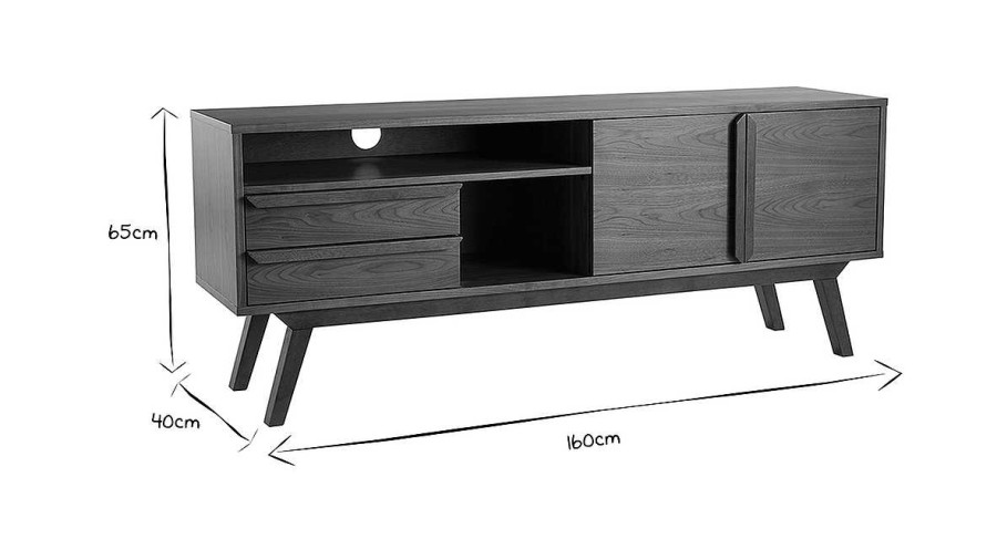 Rangement Miliboo Meuble Tv Design | Meuble Tv - Buffet Vintage Bois Fonc Noyer L160 Cm Volver