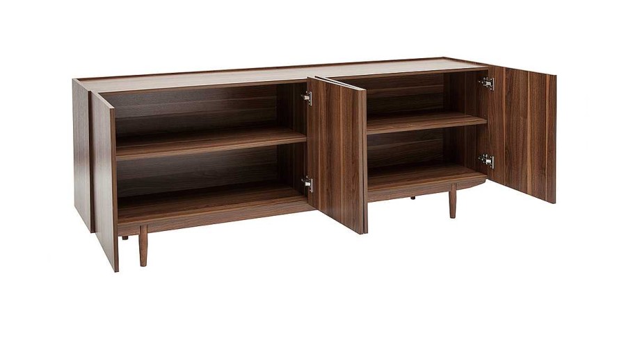 Rangement Miliboo | Buffet Vintage En Bois Fonc 4 Portes L180 Cm Sanaa