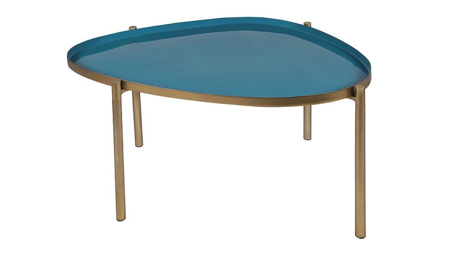 Table Miliboo | Tables Basses Gigognes Laqu Es Moutarde, Bleu Canard Et Bleu (Lot De 3) Zuria