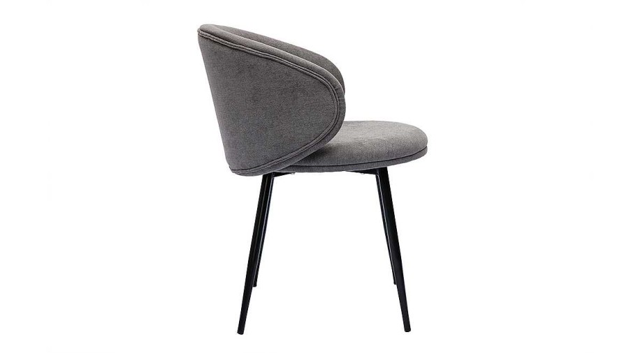 Chaise & Tabouret Miliboo Chaise Design | Chaises Design En Tissu Effet Velours Gris Et M Tal Noir (Lot De 2) Rosalie