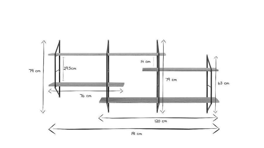 D Co Miliboo | Etag Re Murale Xl Modulable En Bois Clair Et M Tal Noir L191 Cm Bridge