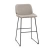 Chaise & Tabouret Miliboo Tabouret De Bar | Tabourets De Bar Fixes En Tissu Velours Taupe Pieds M Tal Noir H65 (Lot De 2) Kaoly