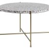 Table Miliboo | Table Basse Ronde Design En Terrazzo Et M Tal Dor D55 Cm Mezzo