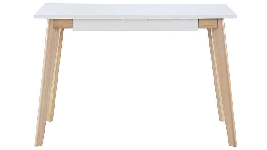 Bureau Miliboo Bureau Design | Bureau Avec Tiroir Scandinave Blanc Et Bois Clair L110 Cm Leena