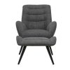 Canap & Fauteuil Miliboo Fauteuil Design | Fauteuil Et Repose-Pieds Design En Tissu Gris Fonc Et M Tal Noir Zoe