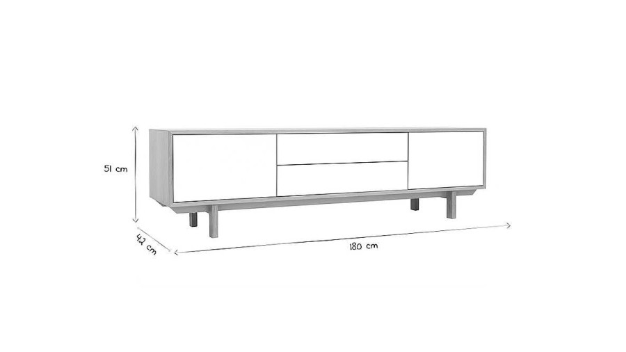 Rangement Miliboo Meuble Tv Design | Meuble Tv Scandinave Bois Et Blanc L180 Cm Sid