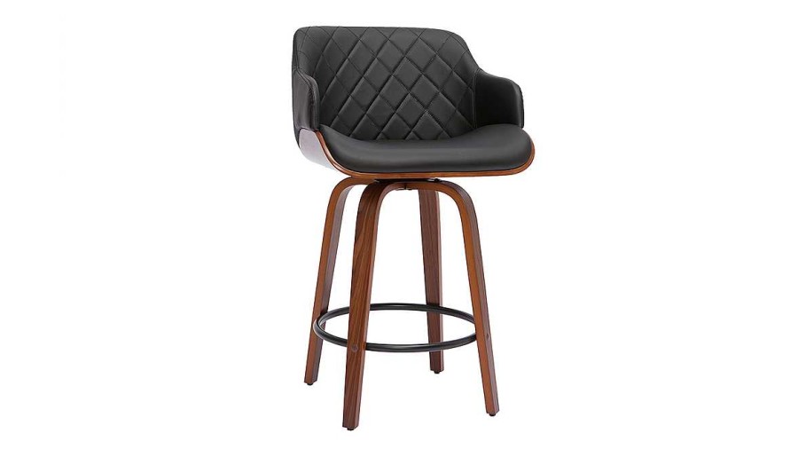 Chaise & Tabouret Miliboo Tabouret De Bar | Tabouret De Bar Design Noir Et Bois Fonc H65 Cm Lucien