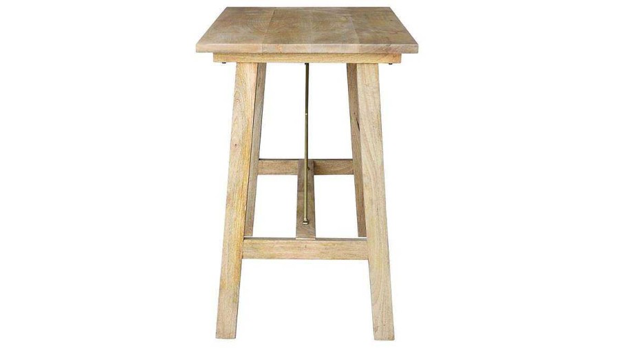 Table Miliboo | Table De Bar En Bois Manguier Massif Et M Tal Dor L130 Cm Margha