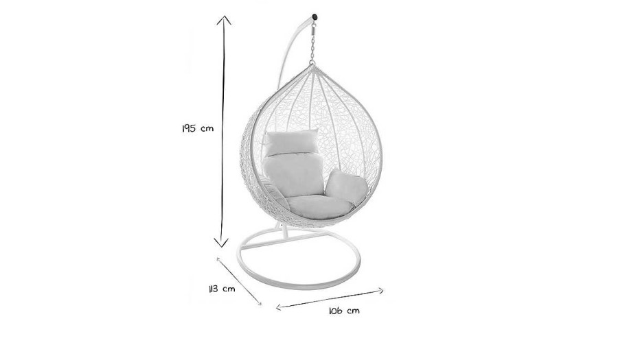 Bureau Miliboo | Fauteuil Suspendu Blanc Sur Pied En R Sine Et M Tal Mojo