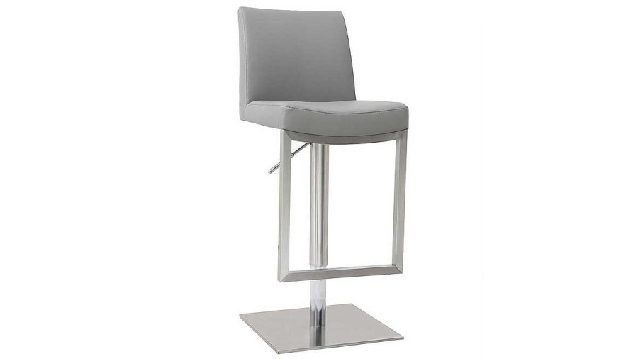 Chaise & Tabouret Miliboo Tabouret De Bar | Tabouret De Bar Relevable Gris Et Acier Chrom Kyle