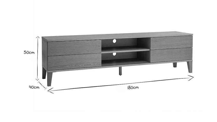 Rangement Miliboo Meuble Tv Design | Meuble Tv Scandinave Bois Clair Ch Ne 4 Tiroirs L180 Cm Freddy