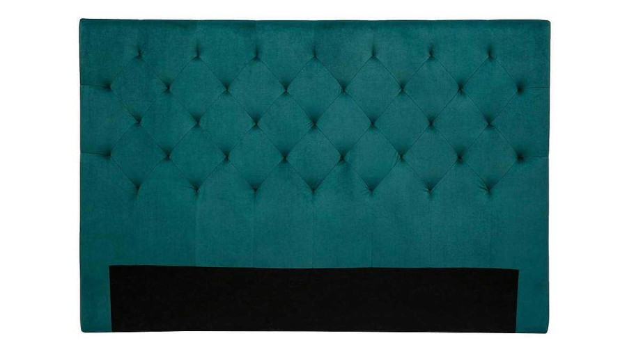 Chambre Miliboo | T Te De Lit Capitonn E En Tissu Velours Bleu P Trole L160 Cm Enguerrand