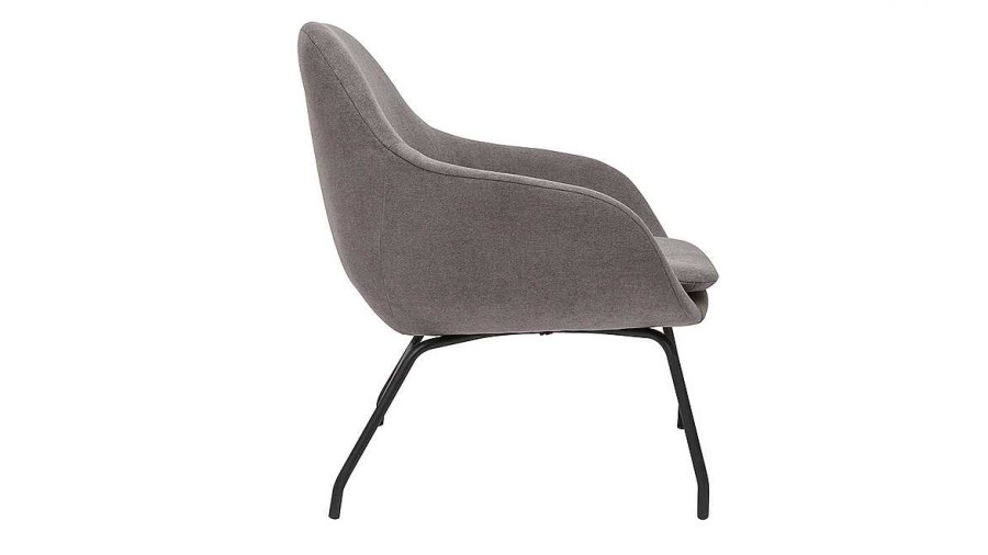 Canap & Fauteuil Miliboo Fauteuil Design | Fauteuil Design En Tissu Effet Velours Gris Et M Tal Noir Mayne