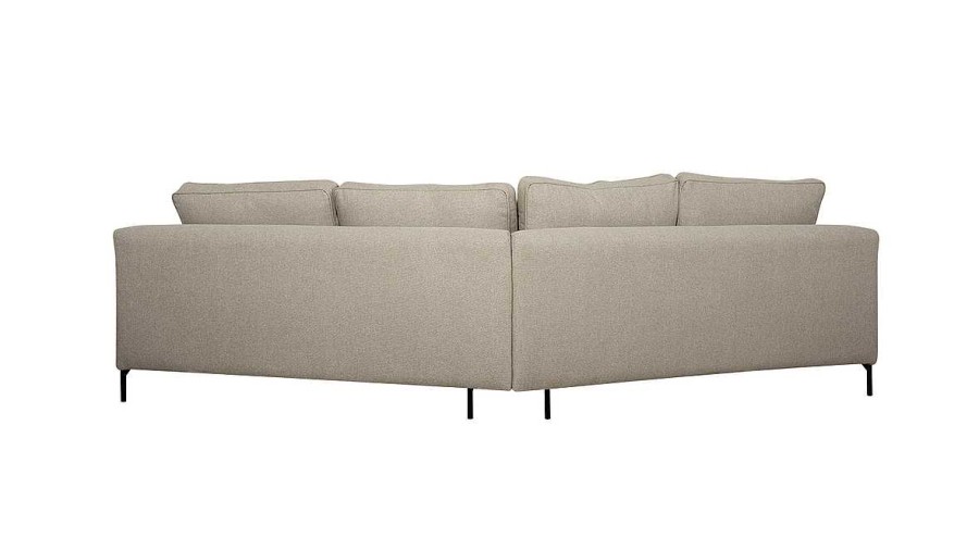 Canap & Fauteuil Miliboo Canap D'Angle | Canap D'Angle Design 5 Places En Tissu Beige Et M Tal Noir Puchkine