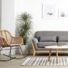 Canap & Fauteuil Miliboo Canap Design | Canap Scandinave 2 Places En Tissu Gris Et Bois Clair Yoko