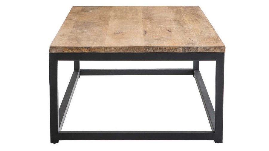 Table Miliboo | Table Basse Rectangulaire Bois Clair Manguier Massif Et M Tal Noir L120 Cm Factory