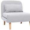 Canap & Fauteuil Miliboo | Fauteuil Convertible Scandinave En Tissu Gris Clair Et Bois Clair Amiko