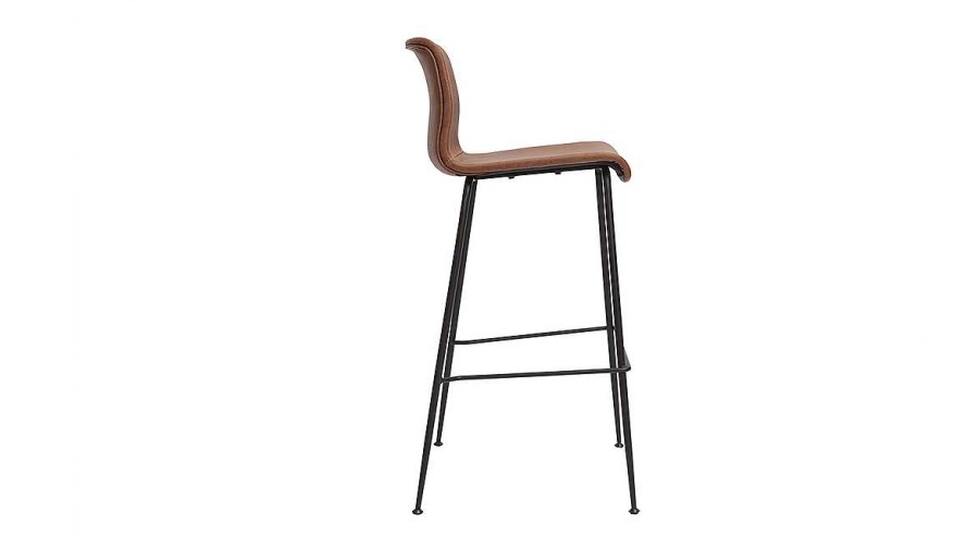 Chaise & Tabouret Miliboo Tabouret De Bar | Tabourets De Bar Fixes Marron Aspect Vieilli Et M Tal Noir H75 (Lot De 2) Harold