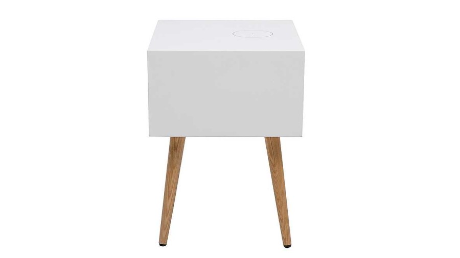 Chambre Miliboo | Table De Chevet Connect E Multim Dia Blanc Mat Et Bois Clair Massif L40 C Pavan