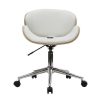 Chaise & Tabouret Miliboo | Chaise De Bureau Roulettes Design Blanc, Bois Clair Et Acier Chrom Walnut