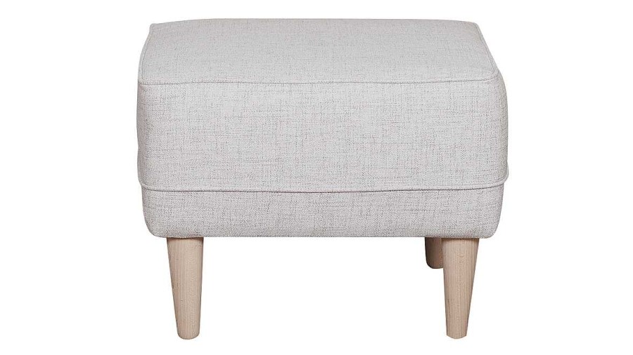 Canap & Fauteuil Miliboo | Pouf Repose-Pieds En Tissu Gris Clair Et Bois Clair Papel