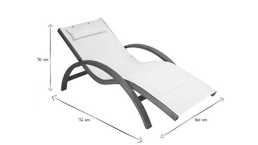 Jardin Miliboo | Chaise Longue Bain De Soleil Blanc Cass Et Bois Massif Biarritz