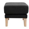 Canap & Fauteuil Miliboo | Pouf Repose-Pieds D Houssable Scandinave En Tissu Gris Fonc Et Bois Clair Oslo