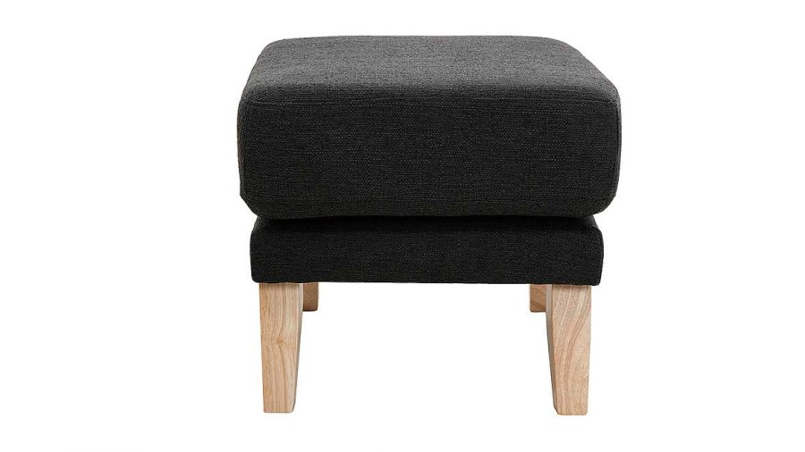 Canap & Fauteuil Miliboo | Pouf Repose-Pieds D Houssable Scandinave En Tissu Gris Fonc Et Bois Clair Oslo