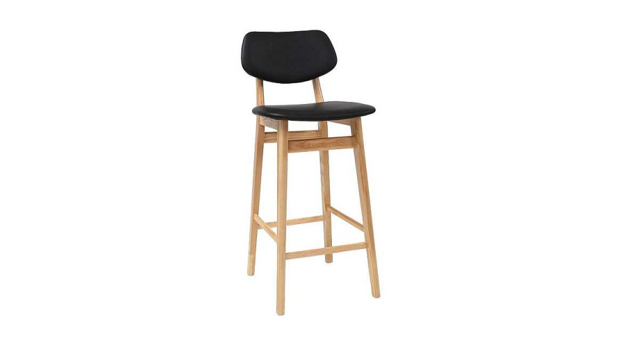 Chaise & Tabouret Miliboo Tabouret De Bar | Chaise De Bar Design Noir Et Bois Massif 65 Cm Nordeco