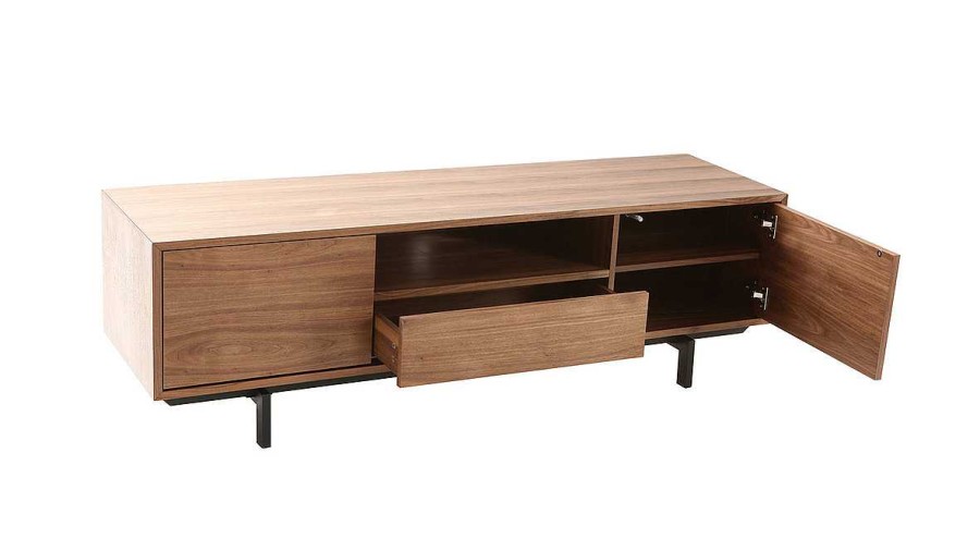 Rangement Miliboo Meuble Tv Design | Meuble Tv Vintage En Bois Fonc Niche Ouverte L160 Cm Manny