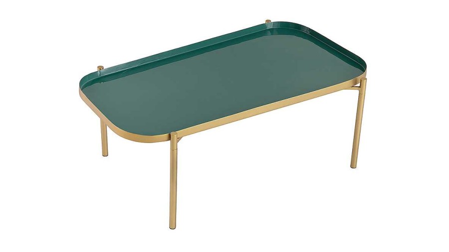 Table Miliboo | Tables Basses Gigognes Design Laqu Es Vert Et Dor (Lot De 2) Zuria